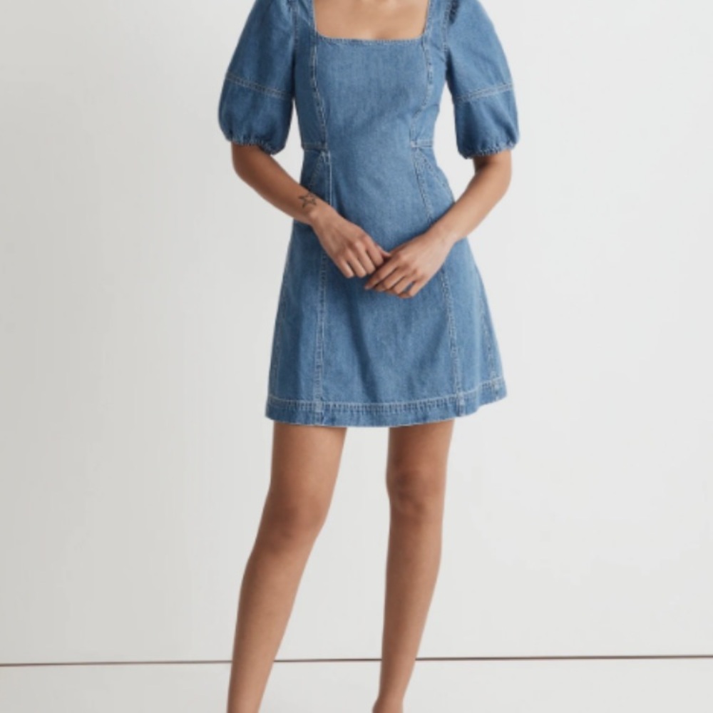 Madewell Petite Mini Maisie Denim Dress in Fennwood Wash